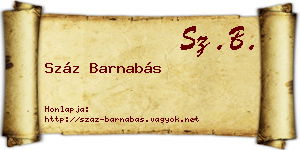 Száz Barnabás névjegykártya